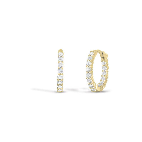 Gold Petite Inside Outside Diamond Hoop Earrings - 1