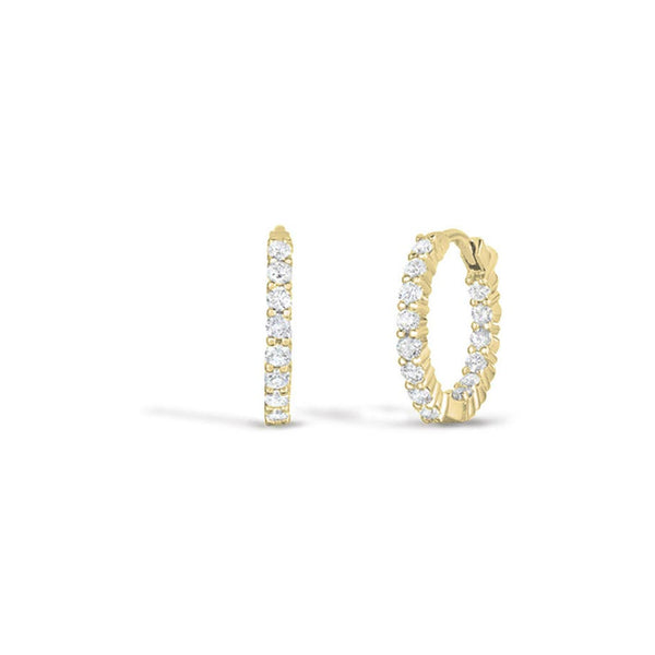 Gold Petite Inside Outside Diamond Hoop Earrings - 1