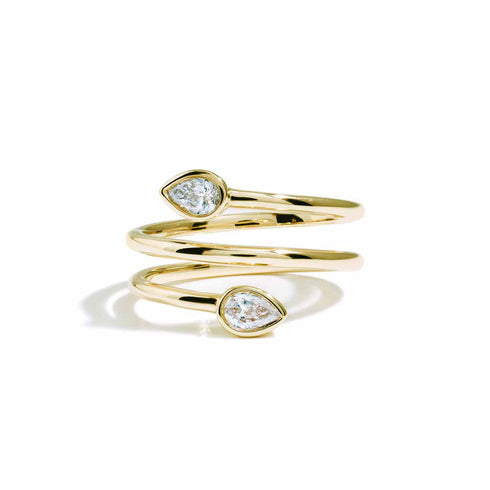 Pear Cut Double Wrap Fashion Ring - 1