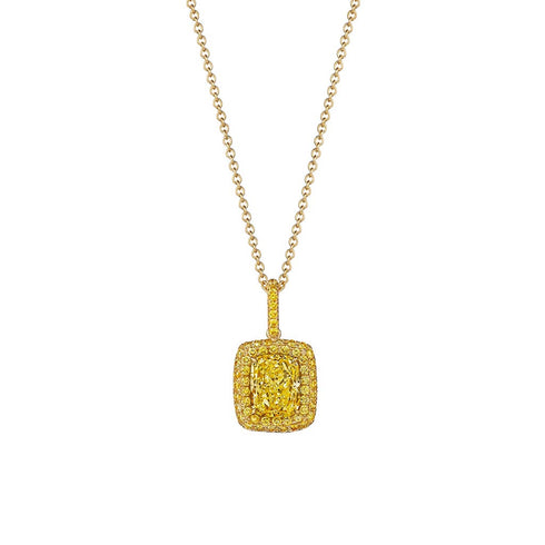 Halo Yellow Diamond Pendant - 1