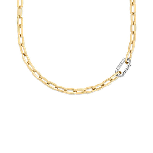 Designer Gold Pave Diamond Link Necklace - 1