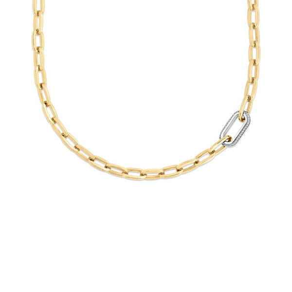 Designer Gold Pave Diamond Link Necklace - 1