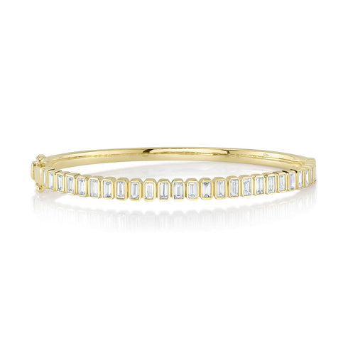 Bezel Baguette Diamond Bangle - 1