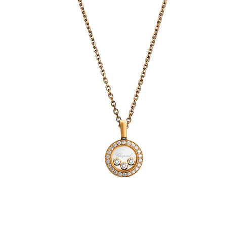 Happy Diamonds Halo Circle Pave Bezel Round Diamond Necklace - 1