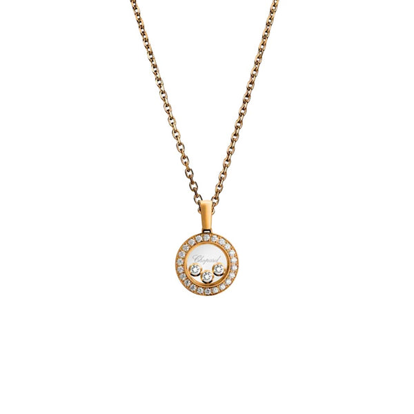 Happy Diamonds Halo Circle Pave Bezel Round Diamond Necklace - 1