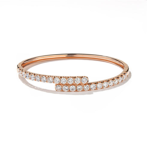 Gold Bypass Overlay Diamond Bangle - 1