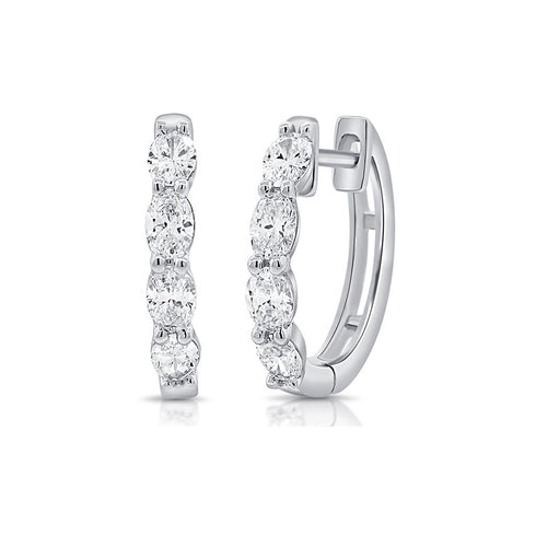Oval-Cut Diamond Huggie Earrings - 1