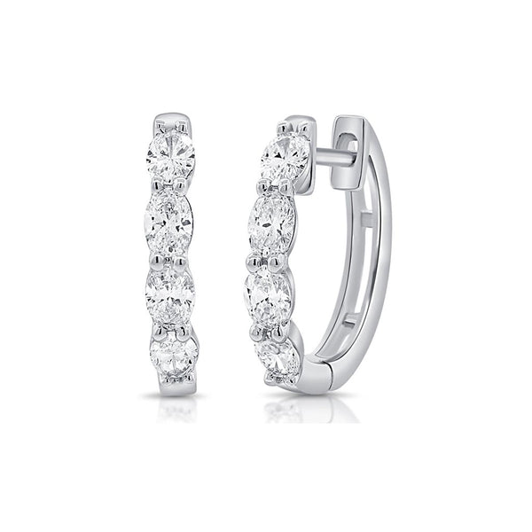 Oval-Cut Diamond Huggie Earrings - 1