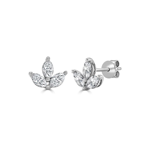 Marquise Diamond Flower Studs - 1