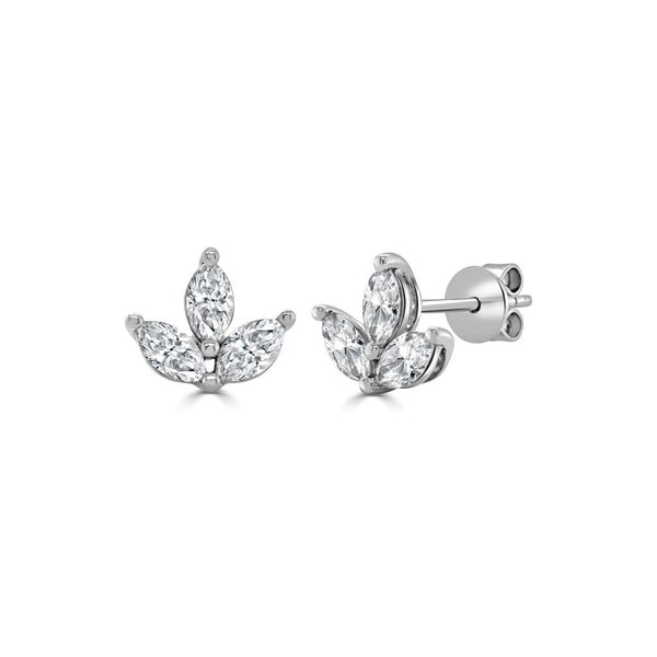 Marquise Diamond Flower Studs - 1
