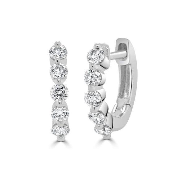 Diamond Shared-Prong Huggie Earrings - 1