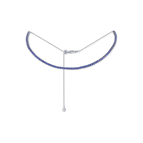Blue Sapphire Tennis Necklace - 1