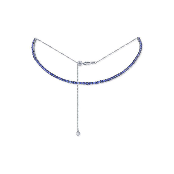 Blue Sapphire Tennis Necklace - 1