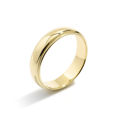 Half Round Classic Wedding Band With Milgrain - 1