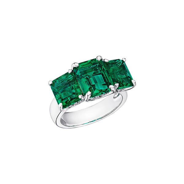 Chunky Diamond And Emerald Ring - 1