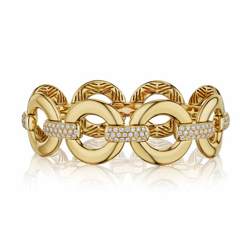 Yellow Gold Link With 2.48Ct Diamonds Bracelet - 1