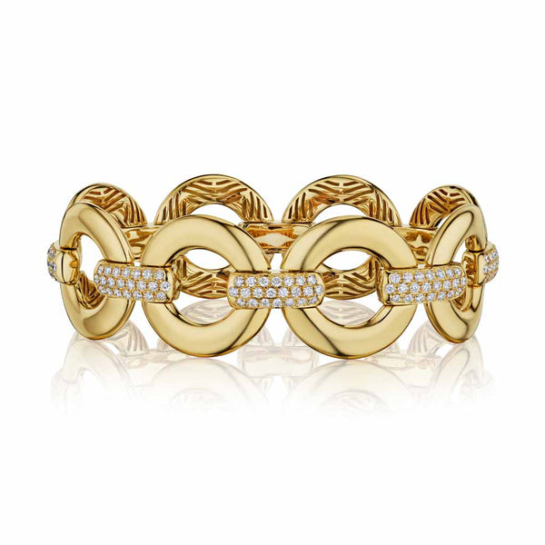 Yellow Gold Link With 2.48Ct Diamonds Bracelet - 1