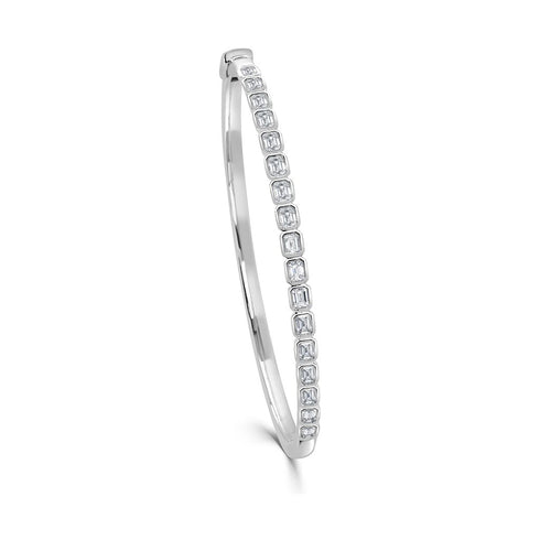 Emerald-Cut Diamond Bezel Set Bangle - 1