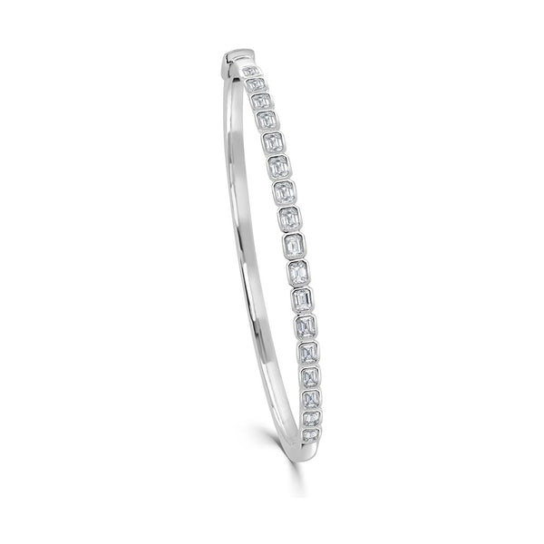 Emerald-Cut Diamond Bezel Set Bangle - 1