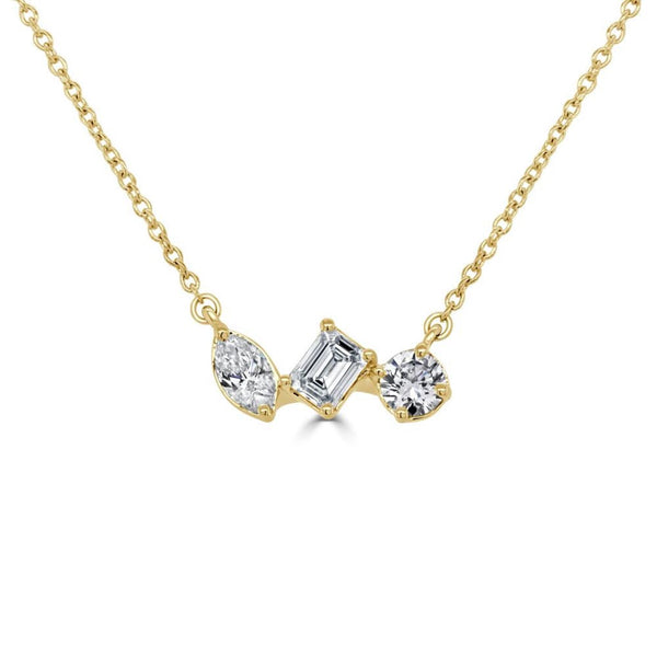 3 Stone Diamond Necklace - 1