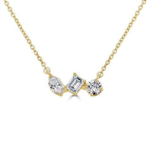 3 Stone Diamond Necklace - 1