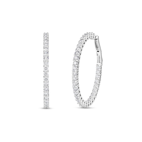 Classic Diamond Lever Back Large Hoop Earrings - 1