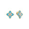 Gold Venetian Princess Diamond & Turquoise Flower Earrings - 1