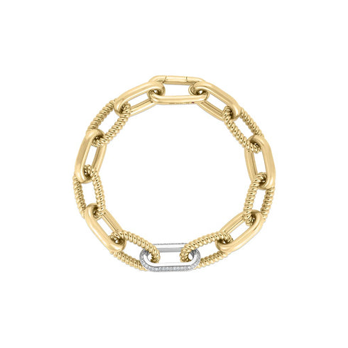 Designer Gold Alternating Diamond Paperclip Bracelet - 1
