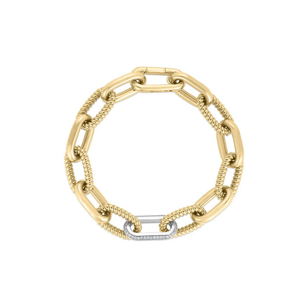 Designer Gold Alternating Diamond Paperclip Bracelet - 1