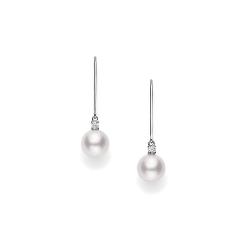 Akoya Leverback Earrings With Diamonds - 1