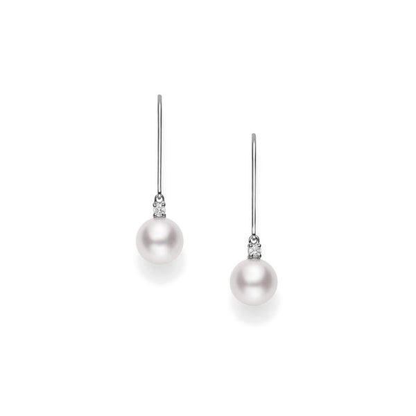 Akoya Leverback Earrings With Diamonds - 1
