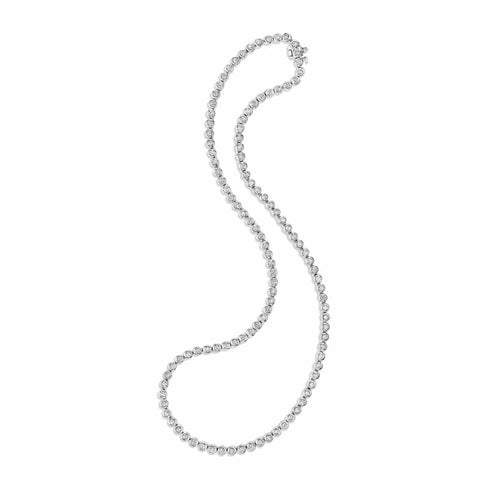 White Gold Tennis With Bezel Set Round Diamond Necklace - 1