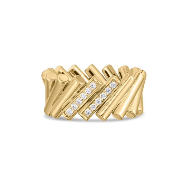Gold Domino Double Diamond Accent Ring - 1