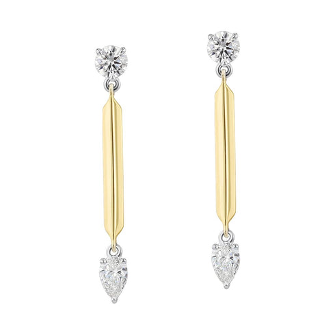 Round & Pear Knife Edge Drop Earrings - 1