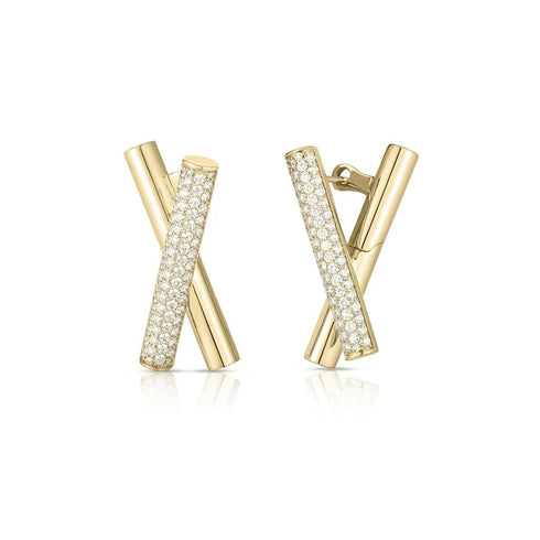 Domino Pave Drop Brilliant Diamond Earrings - 1