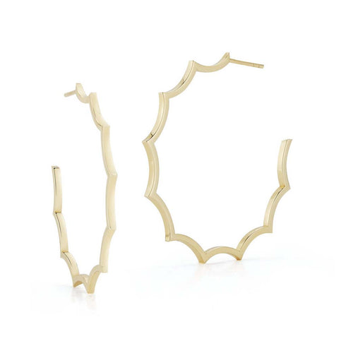Clive Gold Scalloped Hoop Earrings - 1