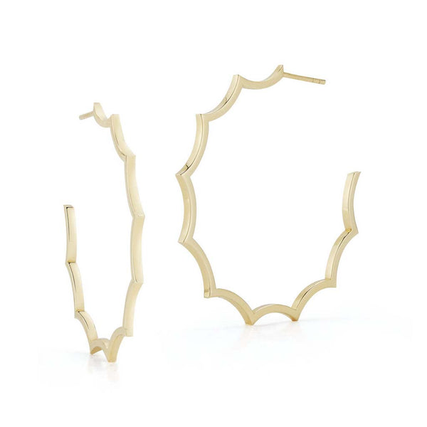 Clive Gold Scalloped Hoop Earrings - 1