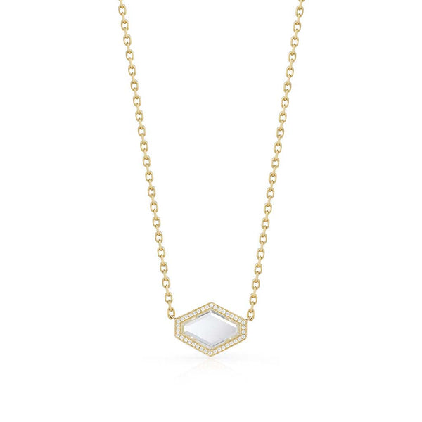 Bell Gold And Diamond Hexagon Crystal Pendant - 1