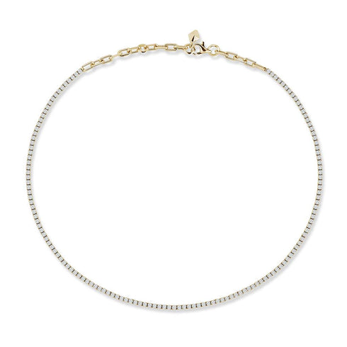 Classic Gold And Diamond Tennis Necklace - 1