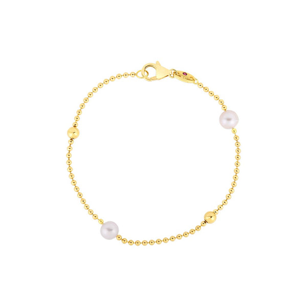 Designer Gold Pearl & Gold Bead Station Bracelet - 1