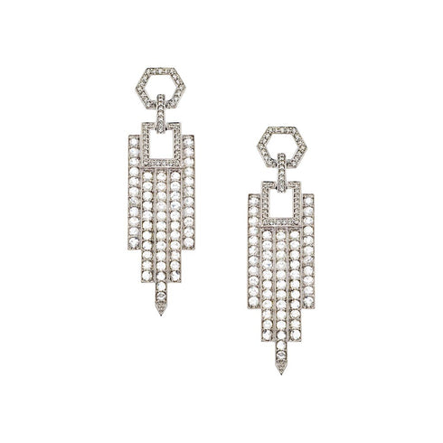 Stella Rose Cut Diamond Chandelier Earrings - 1