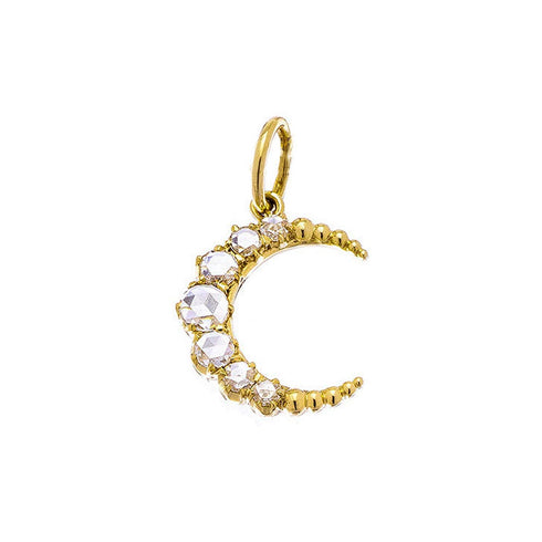 Crescent Rose Cut Diamond Charm Pendant - 1