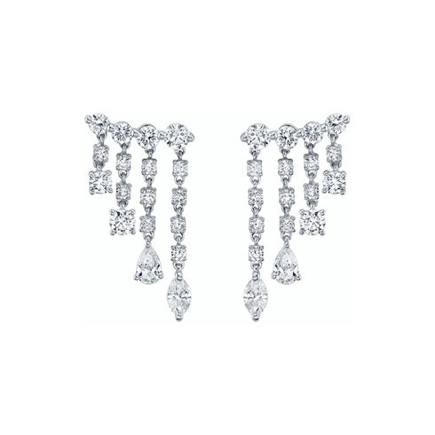 Small Diamond Rain Drop Earrings - 1