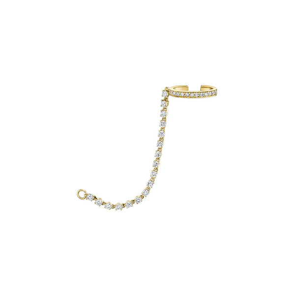 Diamond Ear Cuff With Rope Diamond Chain Cuff - 1