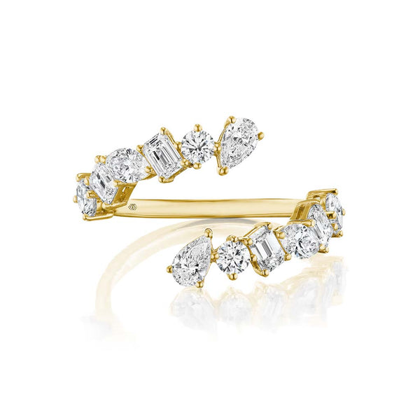 Wrap Bypass Mixed Diamond Ring - 1