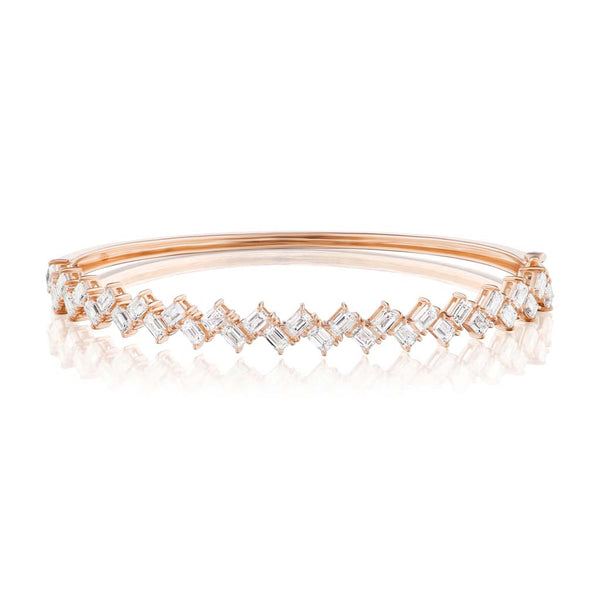 Zig-Zag Emerald Cut Diamond Bangle - 1