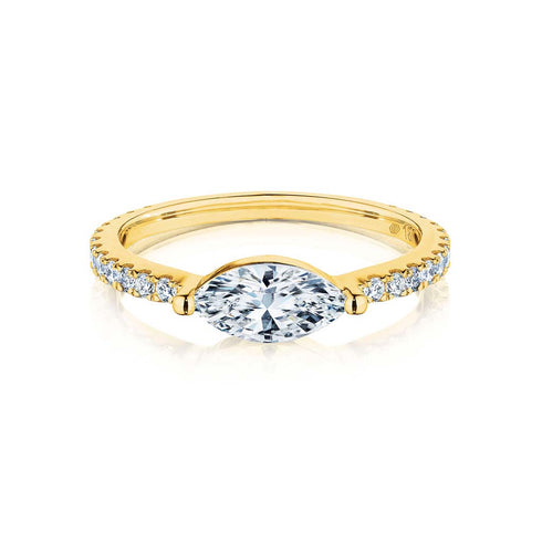 Marquise East West Set Diamond Engagement Ring - 1