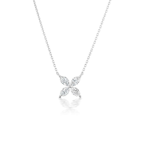 Flower Marquise Cut Diamond Pendant - 1