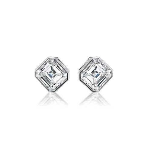 Bezeled Ascher Diamond Studs Earrings - 1