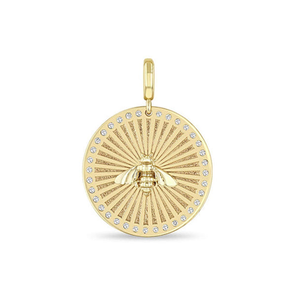 Single Bee Medium Sunbeam Medallion Charm - 1